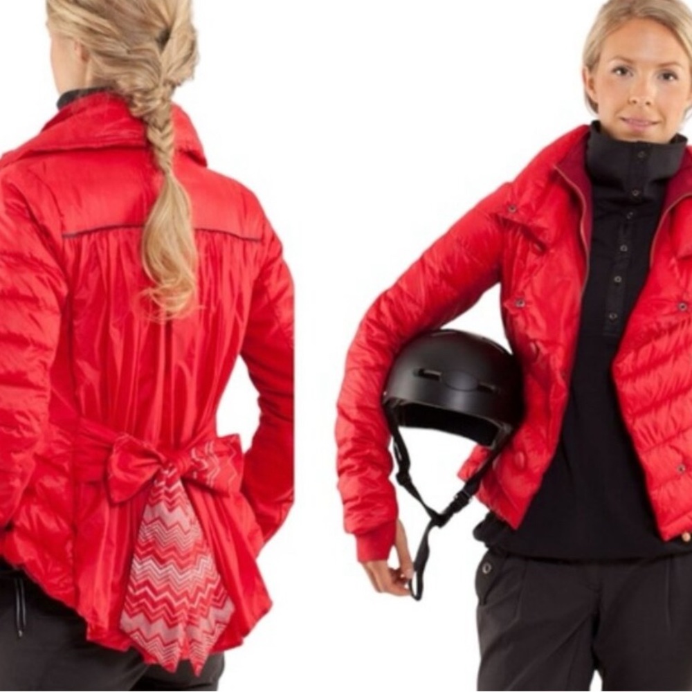 Lululemon Red down puffer Jacket with Bow